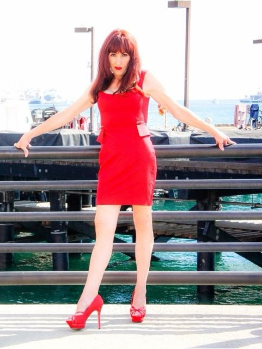 bebe Bold Red Dress with Back Zip Detail